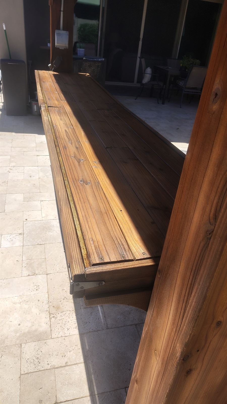 Wood gate sanded and re-stained